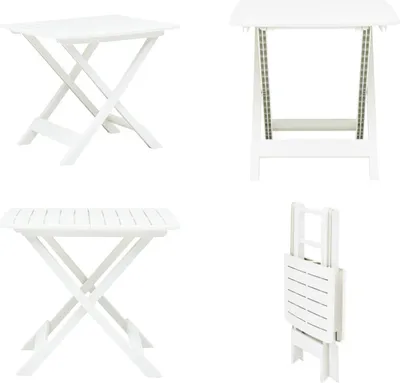 Zdjęcie produktu dla vidaXL Składany stół ogrodowy biały 79 x 72 x 70 cm plastikowy - Stół - Stoły - Stół bistro - Stoły bistro