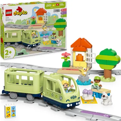 Produktbild von LEGO DUPLO Town Interaktive Abenteuer-Eisenbahn, Spielset mit Lichtern und Geräuschen für Rollenspiele, lässt Kleinkinder ab 2 Jahren Bahnstrecken bauen, Lernspielzeug für Vorschulkinder 10427