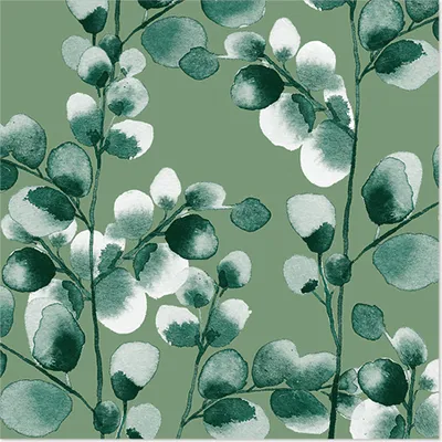 Produktbild von Papstar Servietten, 3-lagig 1/4-Falz 33 x 33 cm "Eucalyptus" 10 x 20 Stück