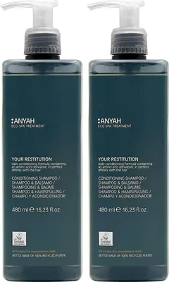 Image de Anyah Shampooing et Conditionneur - Renforcer et protéger la peau et les cheveux - Eco Label -  Italy - 2 x 480 ml set