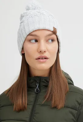 Produktbild von OXMO OXPom Damen Wintermütze Beanie Mütze aus 100% Baumwolle Grobstrick