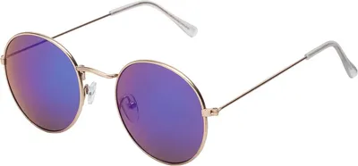 Produktbild von Damen Herren Sonnenbrille Rund Form Verspiegelt 80er Modern Urlaub Strand 30568 Lila-Blau