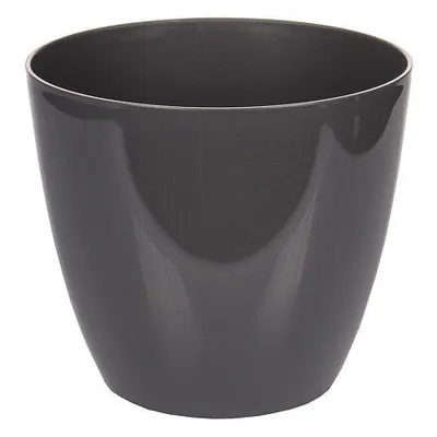 Image de Plastkon Ella Gloss pot décoratif anthracite diamètre 18 cm