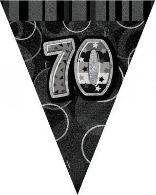 Produktbild von 70. Geburtstag | Wimpelkette schwarz / silber