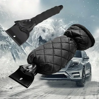 Immagine prodotto di Raschiaghiaccio per auto con guanto, spazzola per rimuovere la neve dai vetri dell'auto