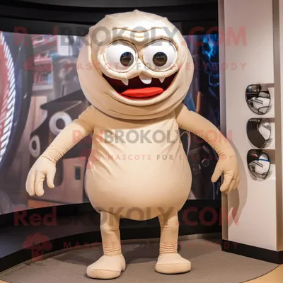 Produktbild von Beiger REDBROKOLY Zyklop Maskottchen Kostüm charakter bekleidet mit einem Rashguard und Krawatten