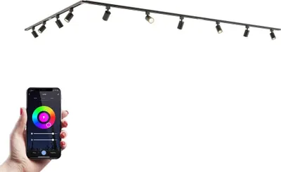 Image de HOFTRONIC - Kit système de rails 10 spots RGBWW GU10 5 x 1 m Noir IP20