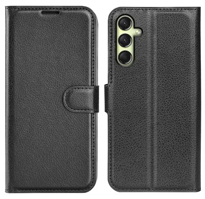 Produktbild von Für Samsung Galaxy A16 Kunstleder Book Wallet Tasche Hülle Etuis Cover Schwarz