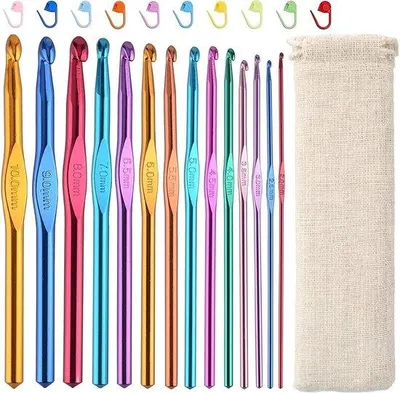 Image de Set de 14 aiguilles à coudre en aluminium avec pochette de rangement