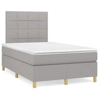 Produktbild von Boxspringbett mit Matratze Hellgrau 120x200 cm Stoff