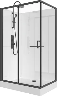 Produktbild von Duschkabine - rechteckig - Beidseitige Installation - Schwarz und Weiß - 110 x 80 x 225 cm - ZODANI