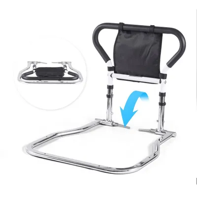 Immagine prodotto di Ausilio per anziani - Sponda del letto con corrimano e borsa - Sponda del letto regolabile in altezza da 490 a 515 mm - Sponda per letto matrimoniale, doppio e singolo