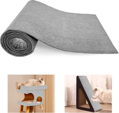 Produktbild von Selbstklebende Krabmatte für Katzen 200 x 40 cm - Selbst zuschneidbar - Hellgrau