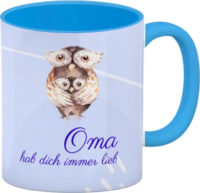 Produktbild von Oma hab dich immer lieb Kaffeebecher Hellblau Besonders geeignet als Geschenk