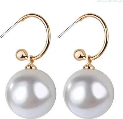 Produktbild von Damen-Ohrstecker, modisch, C-Form, Kunstperle, baumelnd, Schmuck, Geschenk-Weiß