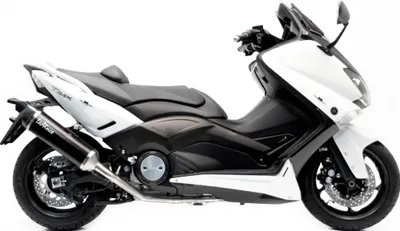 Produktbild von Auspuffanlage komplett NERO mit Zulassung, Edelstahl schwarz, Carbon Kappe kompatibel mit Yamaha T-Max 530 Bj. 2012 - 2016 E3
