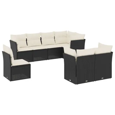 Produktbild von vidaXL 8-tlg. Garten-Sofagarnitur mit Kissen Schwarz Poly Rattan