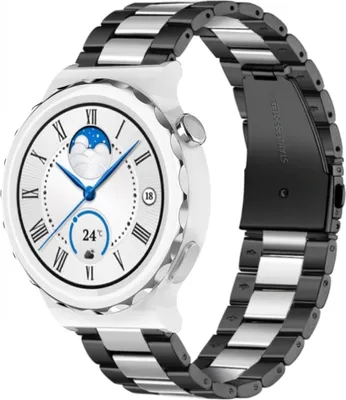 Produktbild von Strap-it Stahlarmband - Kompatibel mit Huawei Watch GT 3Armband 42mmHochwertiger EdelstahlHuawei watch strap Armband mit faltschließe für 20mmArmband Silber