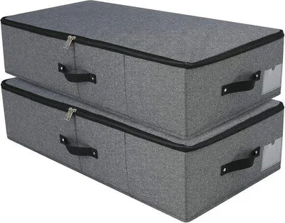 Produktbild von Faltbare Aufbewahrungskörbe für unter dem Bett - Dauerhafte Veranstalter für Kleidung, Schuhe und Spielzeug - Set von 2