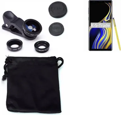 Produktbild von K-S-Trade Smartphone Kamera Linsen Set Kompatibel mit Samsung Galaxy Note 9 3in1 Clip-On Kamera Adapter Macro Weitwinkel FishEye Fischauge Objektiv