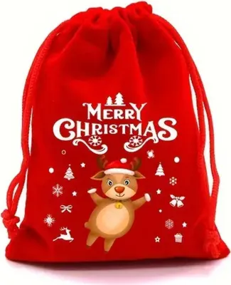 Produktbild von Weihnachtsgeschenk Taschen (3er Set): Große Baumwoll-Geschenktaschen mit Kordelzug für Weihnachten, Geburtstage, Partys und Urlaubsgeschenke - XMASBAG
