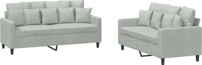 Immagine prodotto di vidaXL Set divano 2 pezzi con cuscini in velluto grigio chiaro