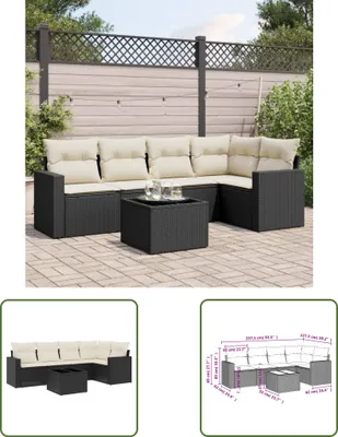 Produktbild von The Living Store 6-tlg. Garten-Sofagarnitur mit Kissen Schwarz Poly Rattan