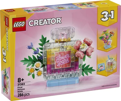 Productafbeelding van LEGO Creator 3-in-1 set: Parfumfles met bloemendecoratie - Bouwset met 3 bouwopties: parfumfles, bloevas of smoothiebeker - Cadeau-idee voor kinderen vanaf 8 jaar - 31383