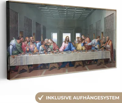 Produktbild von MuchoWow® - Leinwandbilder - Das letzte Abendmahl - Leonardo da Vinci, Wandbild, Wanddeko Bilder Wohnzimmer, 80x40 cm