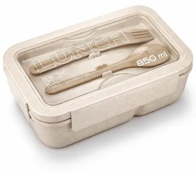 Produktbild von 3-teiliges Kinder-Lunch-Set – Brotdose 850 ml mit Doppel-Fächer Besteck