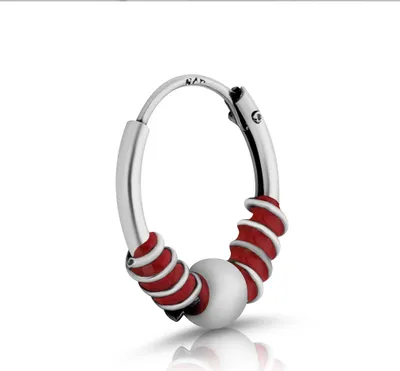 Produktbild von Einzel Ø 12mm Bali Creole rot 1,2mm Kugel Keltisch 925 Sterling Silber Goth 4405