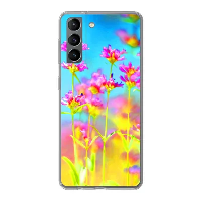 Produktbild von MuchoWow® Handyhülle Schutzhülle Hülle für Samsung Galaxy S21 Blumen - Kunst - Psychedelisch Silikon Softcase Handy Hülle - Softcase