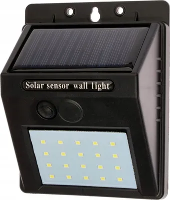 Obrázek produktu pro MasterLED Solární nástěnné světlo 20xLED - 6000K studená bílá - IP65 černá - Soumrakový senzor - Venkovní osvětlení