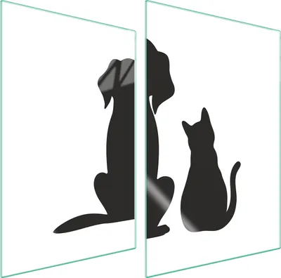 Image de Plaques de recouvrement pour cuisinière 2 pièces 35x52 Couverture de champ en vitrocéramique Planche à découper chien chat