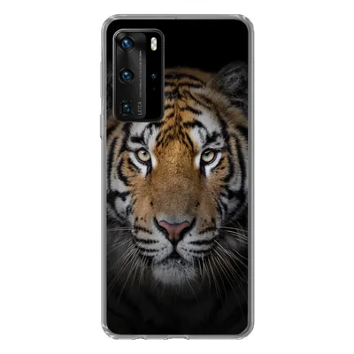 Produktbild von MuchoWow® Handyhülle Schutzhülle Hülle für Huawei P40 Pro Tiger - Wildtiere - Porträt - Schwarz - Tiere Silikon Softcase Handy Hülle - Schutz