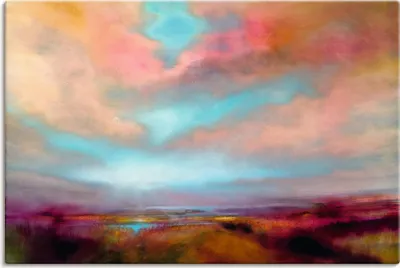 Produktbild von ARTland Leinwandbild Heideland - Sonnenuntergang Größe: 60x40 cm