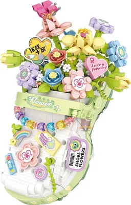 Produktbild von Klemmbausteine Blumen im Schuh 1040 Teile Diamond-Blocks Mini-Steine Modellbausatz