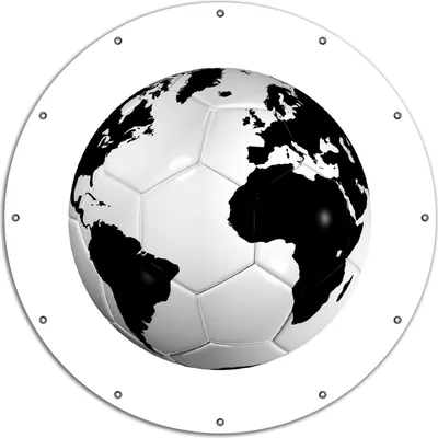 Produktbild von Wallario rundes Outdoor-Poster für Garten oder Balkon, Motiv Planet Fußball, 120 cm Durchmesser