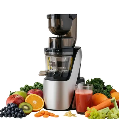 Image de 4Swiss Swan BM 105 - Extracteur de jus à rotation lente - Extracteur de jus à froid électrique 400 W pour fruits et légumes, goulotte XXL, sans BPA