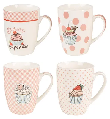Produktbild von Clayre & Eef Tasse 4er Set 300 ml Rosa Porzellan