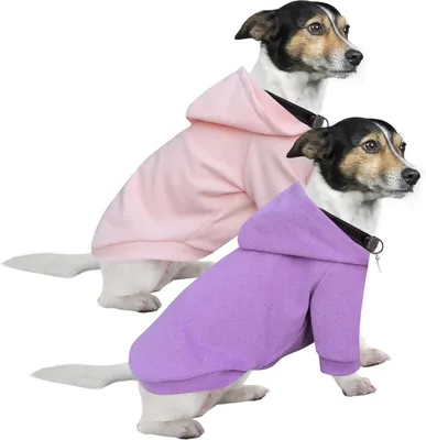 Productafbeelding van Hondenhoodie - Set van 2 - Maat 3XL - Gevoerd - Paars en Roze