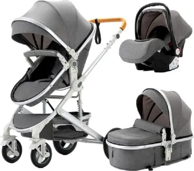 Obrázek produktu pro Kočárek Happyment 3 v 1 – buggy, turistický kočárek a cestovní buggy – šedý – skládací