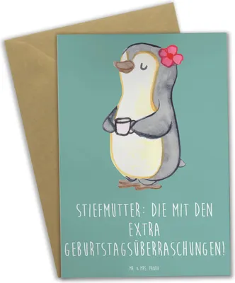 Produktbild von Mr. & Mrs. Panda neujahrskarte Stiefmutter Überraschungen - Meeresbrise - Geschenk, einladungskarten, Feiern, Geschenke, hochzeitskarten, Stiefkind, Handarbeit, Grußkarte
