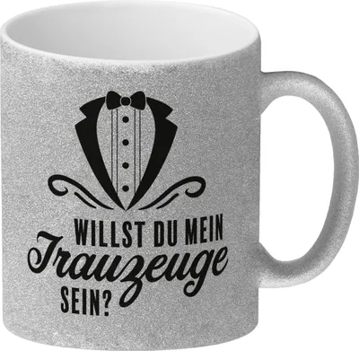 Produktbild von Willst du mein Trauzeuge sein Glitzer-Kaffeebecher