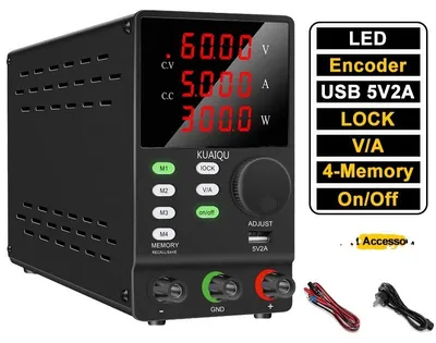 Zdjęcie produktu dla Zasilacz DC, regulowany zakres napięcia, monitorowanie w czasie rzeczywistym, 60V, 5A, 300W