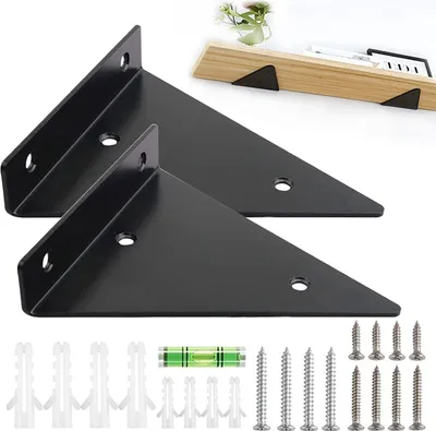 Produktbild von 2 Stück Regalträger, Regalhalterung Schwarz Regalträger Unsichtbare verdeckte Wandhalterung Regalträger Schwerlastträger für Bücherregal Warehalter Wandregal Badregal DIY Weinregal