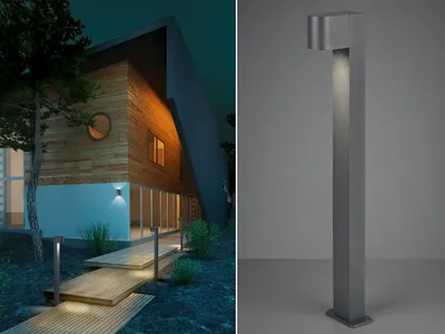 Produktbild von Garten Pollerleuchte Aluminium Anthrazit Höhe 100cm mit Erdspieß & GU10 LED