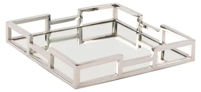 Image de Fink HOMMAGE, plateau avec miroir, acier inoxydable, poli, lisse, argenté, L. 30 cm, l. 30 cm, H. 5 cm 155096