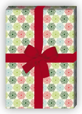 Produktbild von Hexagon Geschenkpapier Set mit Retro Design, grün - G8419, 32 x 48cm