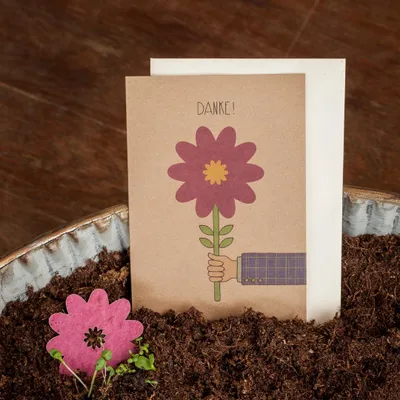 Zdjęcie produktu dla Kartka z podziekowaniami z kwiatami i papierem nasiennym - ekologiczna kartka